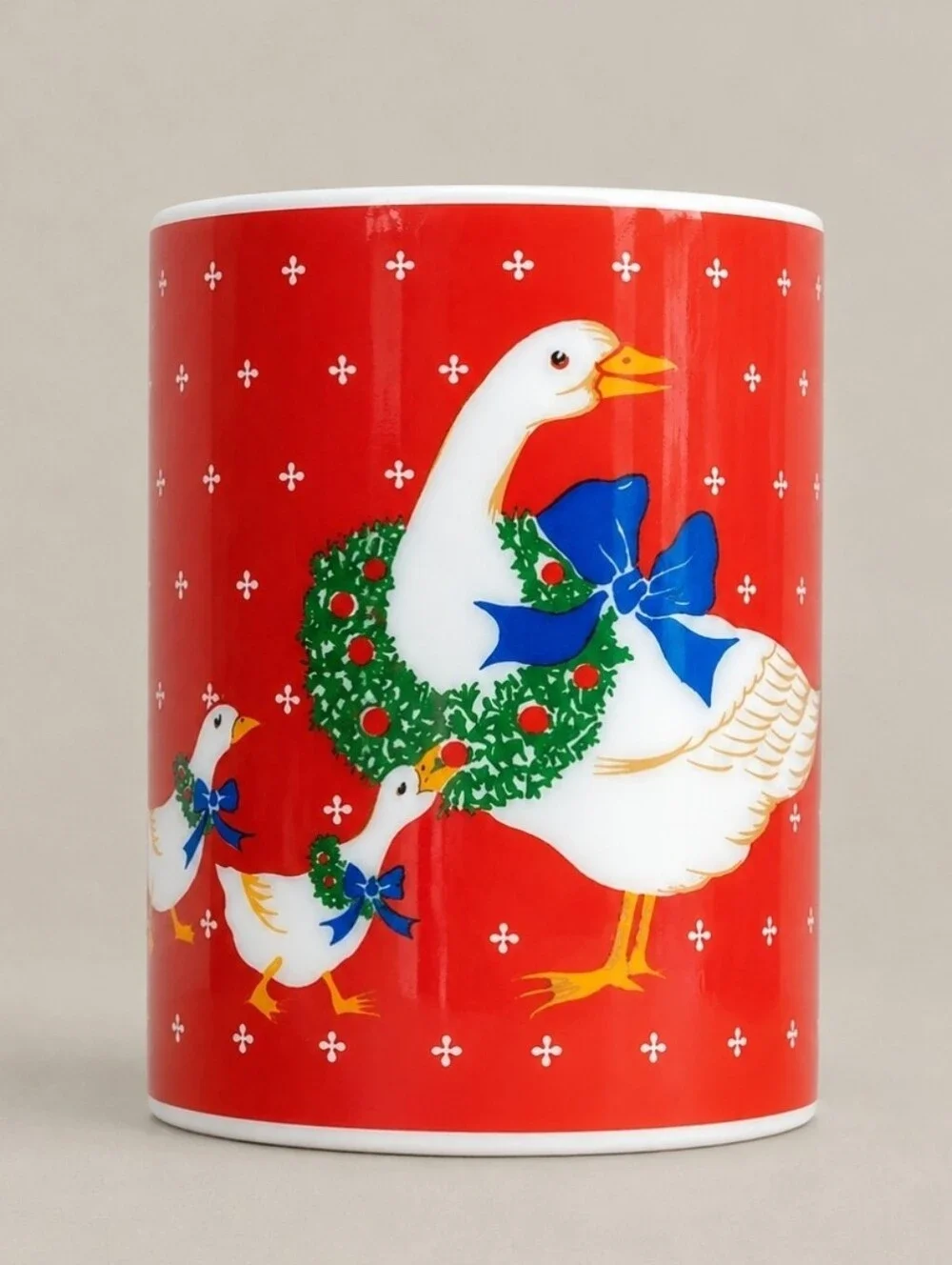 Vintage Andre Richard Christmas Geese Soap Dish Tumbler Set Japan Box